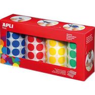 Ensemble 4 rouleaux gommettes rondes 20 mm en couleurs assorties