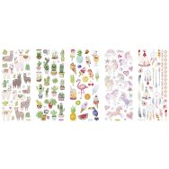 Ensemble 5 feuilles de stickers thèmes variés humoristique