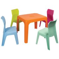Ensemble JAN maternelle T2 - 1 table 4 chaises polypro - multicolore