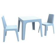 Ensemble JULIETA maternelle T2 - 1 table 2 chaises polypropylène bleu