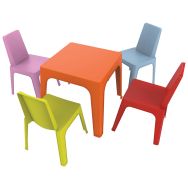 Ensemble JULIETA maternelle T2 - 1 table 4 chaises polypro multicolore