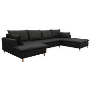 Ensemble canapé Milaré + méridienne longue à droite PVC non feu Noir