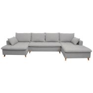 Ensemble canapé Milaré+méridienne longue à drte tissu chiné Gris clair