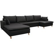 Ensemble canapé Milaré + méridienne longue à gauche PVC non feu Noir