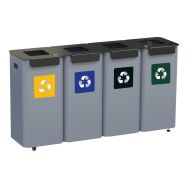 Ensemble de 4 bacs de recyclage (70 L), en métal et modulabl