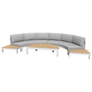 Ensemble détente Rhonda teck/alu - chiné gris/teck/blanc