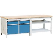 Établi Function 230 avec tablettes, caissons et tiroirs