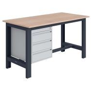 Etabli Si Mh40 plateau hêtre multiplis + 3 tiroirs Anthracite RAL 7016