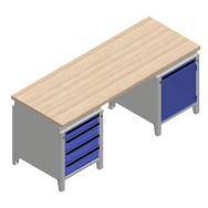 Etabli avec caisson et tiroirs - Multiplis - Manutan Expert