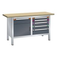 Établi compact multiplex 150x70x84 cm 1 porte battante 6 tiroirs Thurmetall