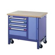 Etabli mobile 4 tiroirs 1 porte L = 1000 mm Bleu pigeon/ Bleu clair