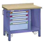 Établi mobile multiplex 100x70x87 cm 1 porte, 4 tiroirs (3x10/1x20)