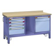 Établi mobile multiplex 100x70x87 cm 1 porte , 5 tiroirs (3x10/1x15/1x20)