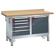 Établi mobile multiplex 150x70x87 cm 1 porte, 6 tiroirs (2x75/2x10/2x15)