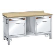 Établi mobile multiplex 150x70x87 cm 2 portes battantes, 2 tiroirs (2x15)