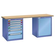 Etabli plateau multiplex prof. 70 cm haut. 84 cm 1 porte 6 tiroirs