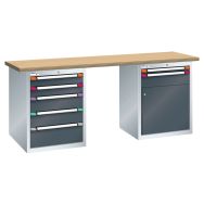 Etabli plateau multiplex prof. 70 cm haut. 84 cm 1 porte 7 tiroirs