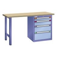 Etabli plateau multiplex prof. 70 cm haut. 84 cm 4 tiroirs variés