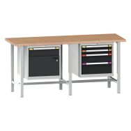 Etabli plateau multiplex prof. 70 cm haut. 94 cm 1 porte 5 tiroirs