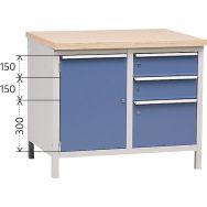 Établi sans plateau Modul 100 avec armoire et tiroirs