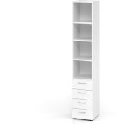 Étagère étroite 4 tiroirs et 4 niveaux Advanced-Blanc-Blanc