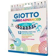 Etui 12 feutres couleur assortis Giotto Turbo Advanced pointe moyenne