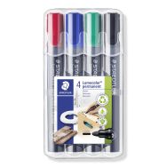 Etui 4 marqueurs permanents pointe ogive Staedtler assortis