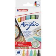 Etui 5 marqueurs Acrylic 5100 pastel pointe ogive
