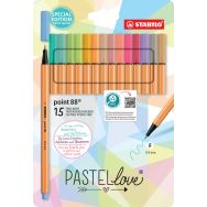 Etui carton 15 stylos-feutres STABILO point 88 coul. pastel