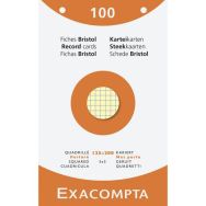 Étui de 100 fiches quadrillées perforées 125x200mm assorties
