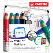 Etui de 4 crayons marqueurs STABILO MARKdry