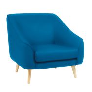 Fauteuil 1 place AYA pied bois enduit PVC non feu M1 Pétrole