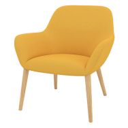 Fauteuil City dossier bas tissu Trévira M1 pied bois