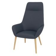 Fauteuil City dossier haut appui-tête enduit PVC M1 pied bois