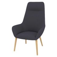 Fauteuil City dossier haut appui-tête tissu Trévira M1 pied bois