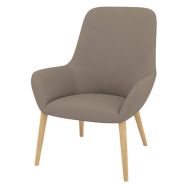 Fauteuil City dossier haut enduit PVC M1 pied bois