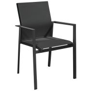 Fauteuil DELIA TPEP/alu accoudoirs teck - noir/graphite
