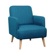 Fauteuil Duncan pied hêtre massif revêtement tissu polyester coloris Bleu