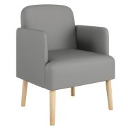 Fauteuil Duncan pied hêtre naturel revêtement tissu enduit PVC