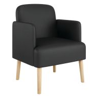 Fauteuil Duncan pied hêtre tissu enduit PVC Noir