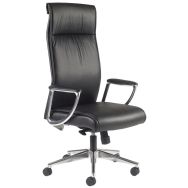 Fauteuil Fusto HD Cuir Pleine Fleur Noir pied alu