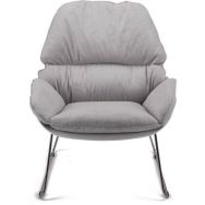Fauteuil Lazy blanc/gris pied chromé