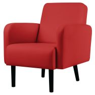 Fauteuil Lisoa pied noir revêtement enduit PVC rouge