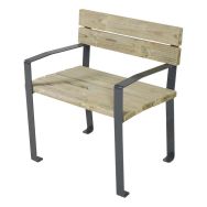 Fauteuil Lycos 70x53x80 cm pin piètement acier galva laqué gris 7016