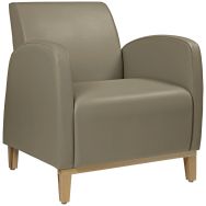 Fauteuil Marsan pied hêtre enduit PVC terre