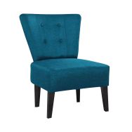 Fauteuil Marwin pied hêtre teinté noir Revêtement tissu coloris Bleu