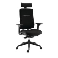 Fauteuil Max tissu Noir dossier haut+têtière accoudoirs 3D mécanisme synchrone
