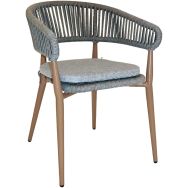 Fauteuil Nordic struct alu bois nat ass/dos rope gris foncé - coussin