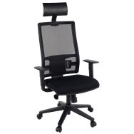 Fauteuil Office dossier résille + têtière assise tissu coloris noir