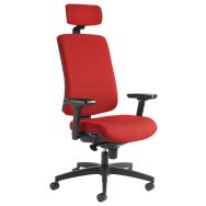 Fauteuil Oria pied noir acc. et têtière dos assise rouge